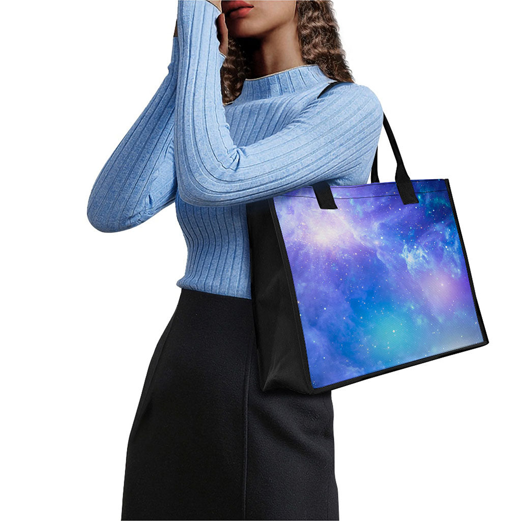 Blue Light Nebula Galaxy Space Print Canvas Tote Bag