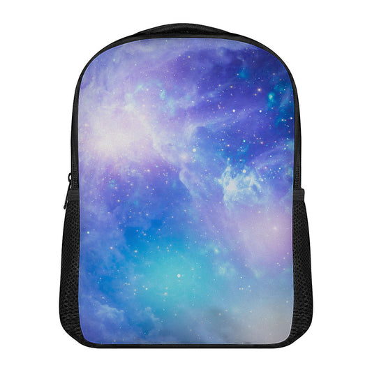 Blue Light Nebula Galaxy Space Print Casual Backpack