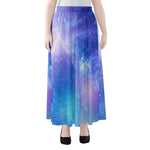 Blue Light Nebula Galaxy Space Print Chiffon Maxi Skirt