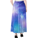 Blue Light Nebula Galaxy Space Print Chiffon Maxi Skirt