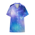 Blue Light Nebula Galaxy Space Print Cotton Hawaiian Shirt