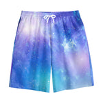 Blue Light Nebula Galaxy Space Print Cotton Shorts