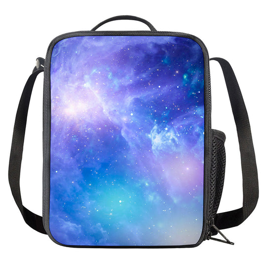 Blue Light Nebula Galaxy Space Print Crossbody Lunch Bag