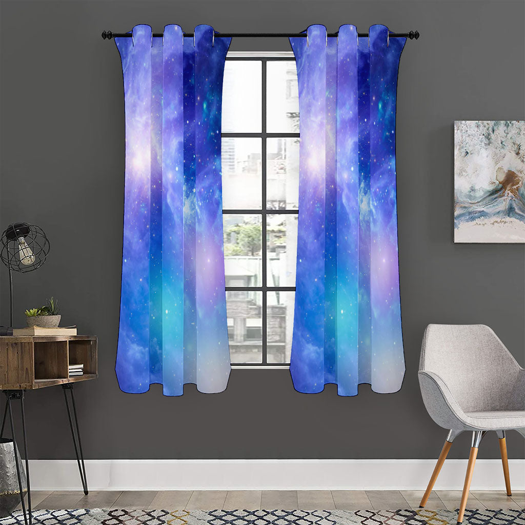 Blue Light Nebula Galaxy Space Print Curtain