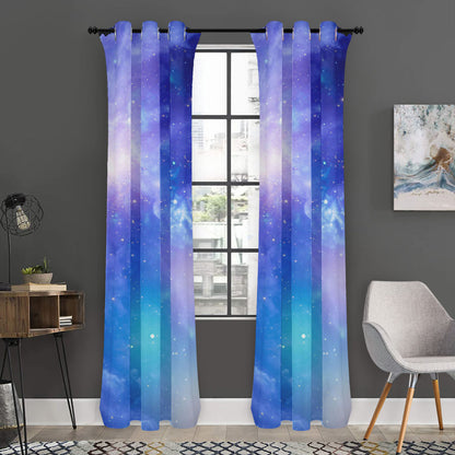 Blue Light Nebula Galaxy Space Print Curtain