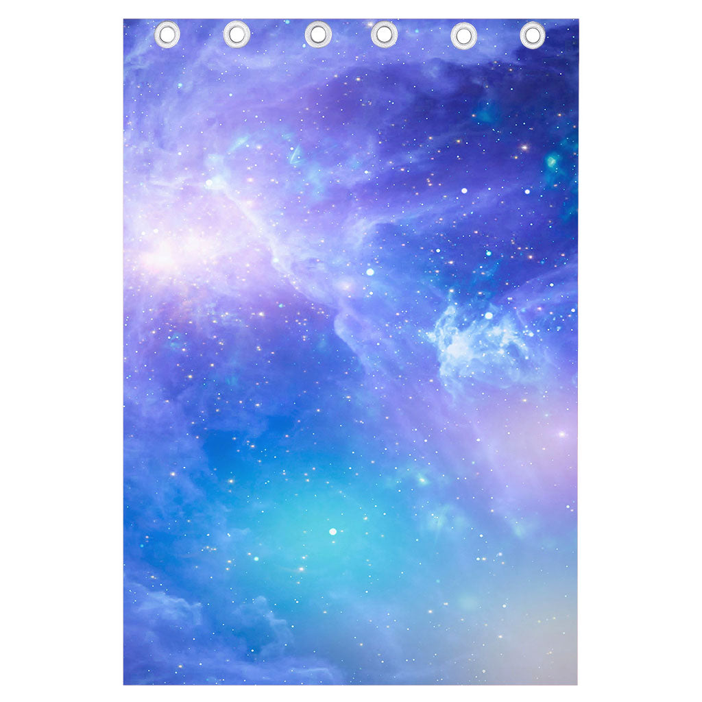 Blue Light Nebula Galaxy Space Print Curtain