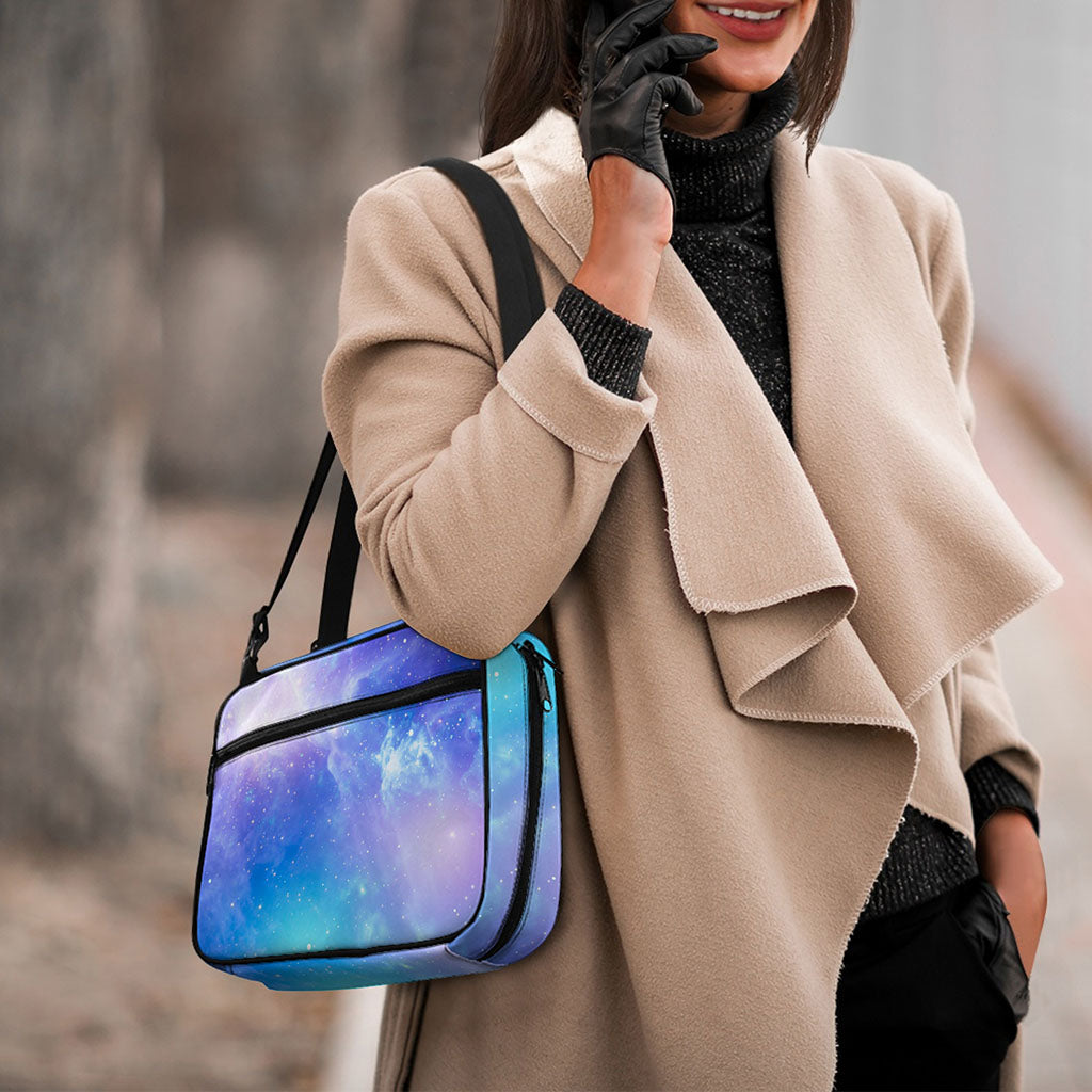 Blue Light Nebula Galaxy Space Print Double Strap Bible Bag