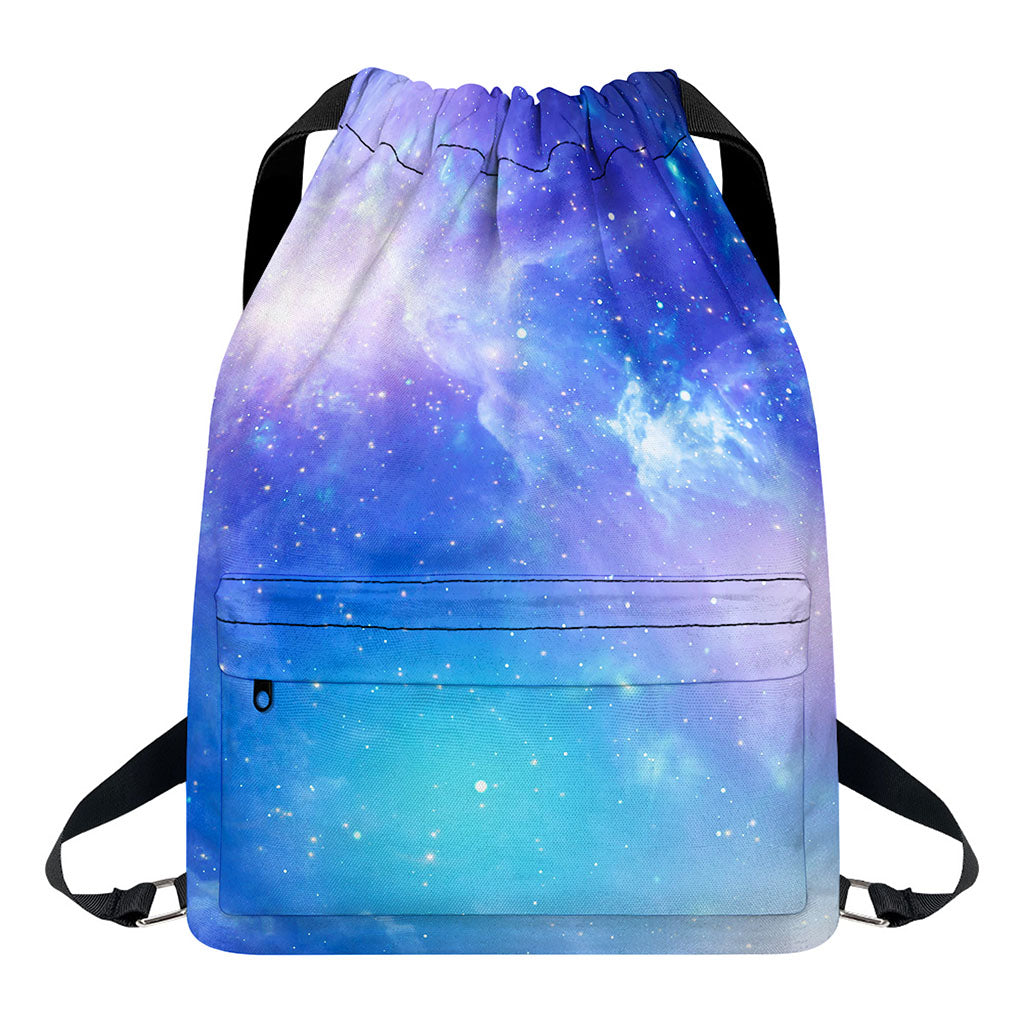 Blue Light Nebula Galaxy Space Print Drawstring Backpack