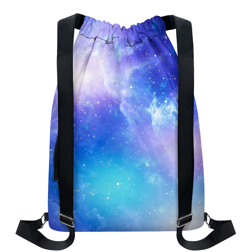Blue Light Nebula Galaxy Space Print Drawstring Backpack