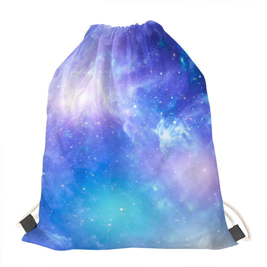 Blue Light Nebula Galaxy Space Print Drawstring Bag