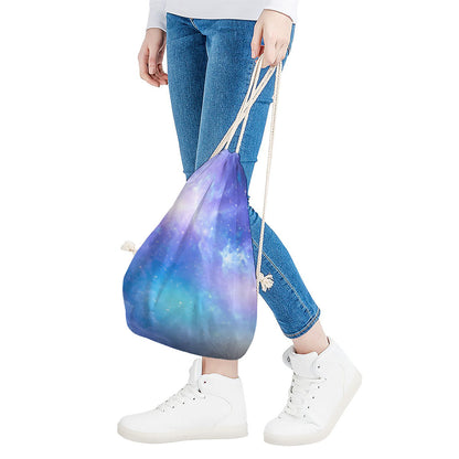 Blue Light Nebula Galaxy Space Print Drawstring Bag