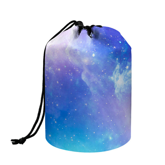 Blue Light Nebula Galaxy Space Print Drawstring Makeup Bag