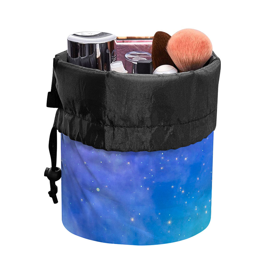 Blue Light Nebula Galaxy Space Print Drawstring Makeup Bag