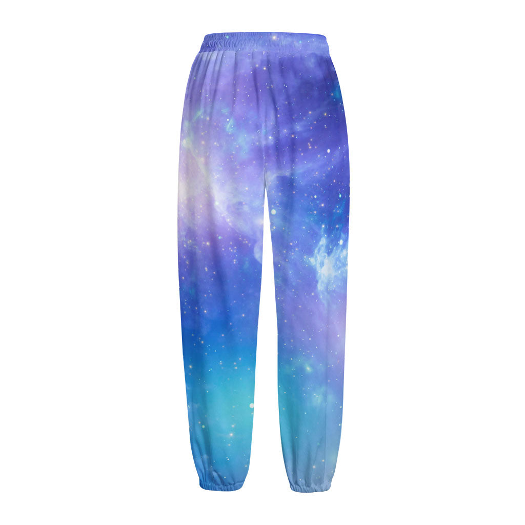 Blue Light Nebula Galaxy Space Print Fleece Lined Knit Pants