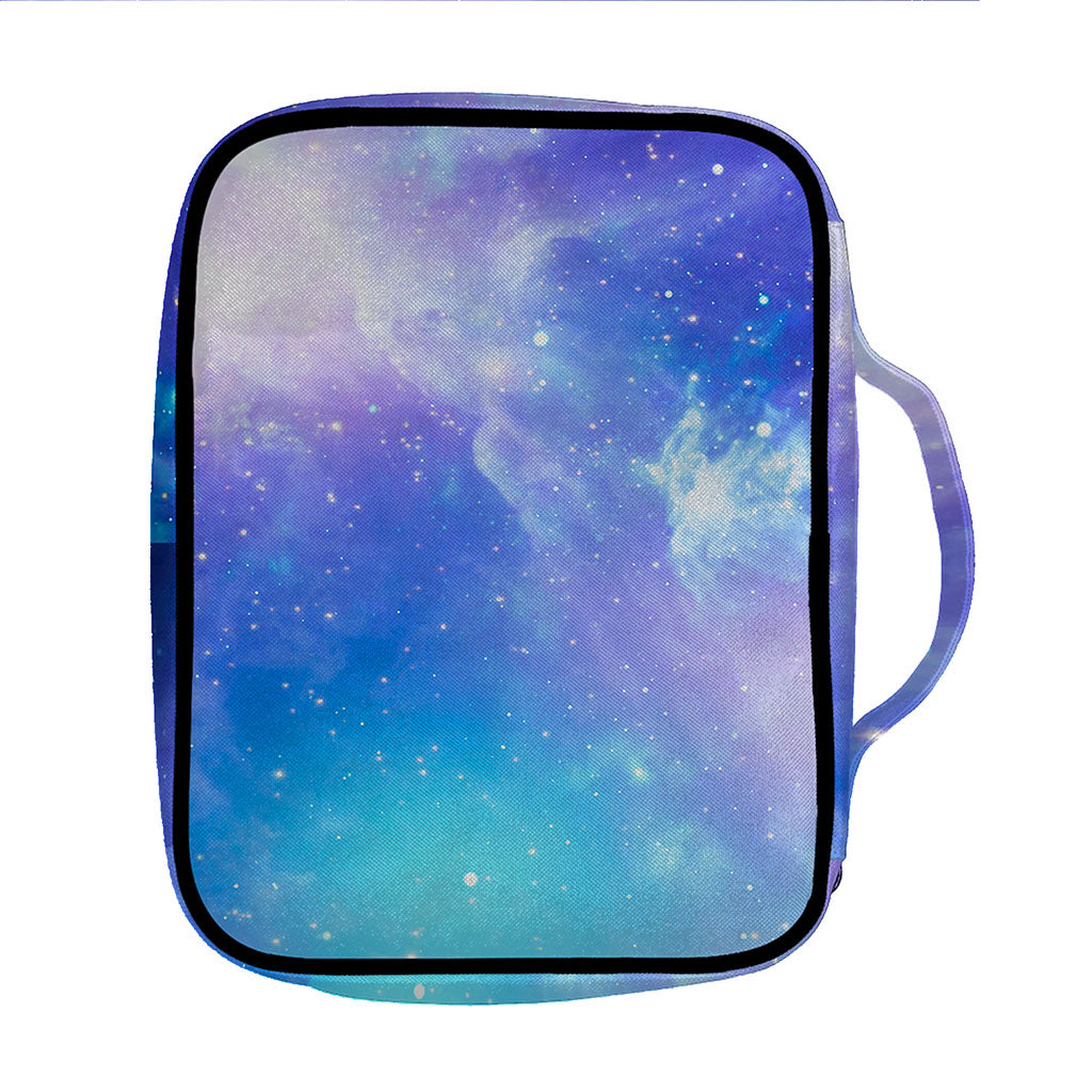 Blue Light Nebula Galaxy Space Print Front Pocket Bible Bag