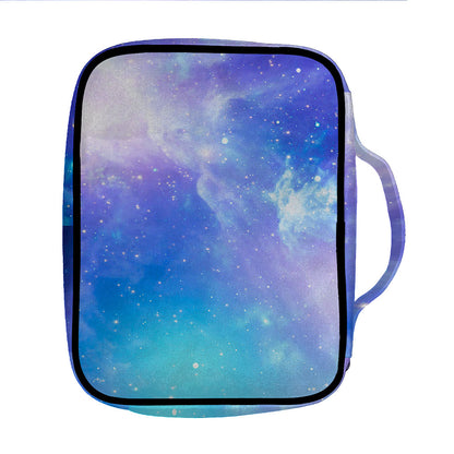 Blue Light Nebula Galaxy Space Print Front Pocket Bible Bag