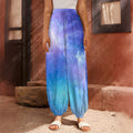 Blue Light Nebula Galaxy Space Print Harem Pants
