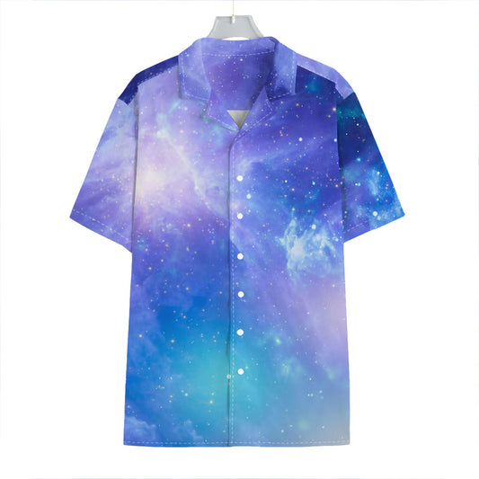 Blue Light Nebula Galaxy Space Print Hawaiian Shirt