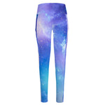 Blue Light Nebula Galaxy Space Print High-Waisted Pocket Leggings