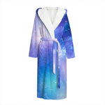 Blue Light Nebula Galaxy Space Print Hooded Bathrobe