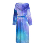 Blue Light Nebula Galaxy Space Print Hooded Bathrobe