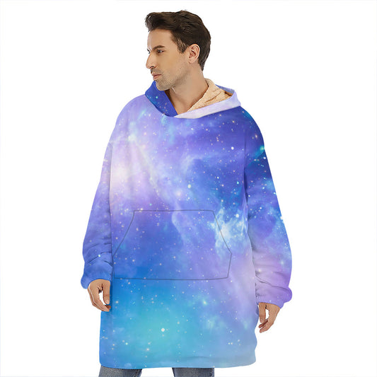 Blue Light Nebula Galaxy Space Print Hoodie Blanket