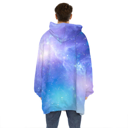 Blue Light Nebula Galaxy Space Print Hoodie Blanket