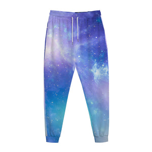 Blue Light Nebula Galaxy Space Print Jogger Pants