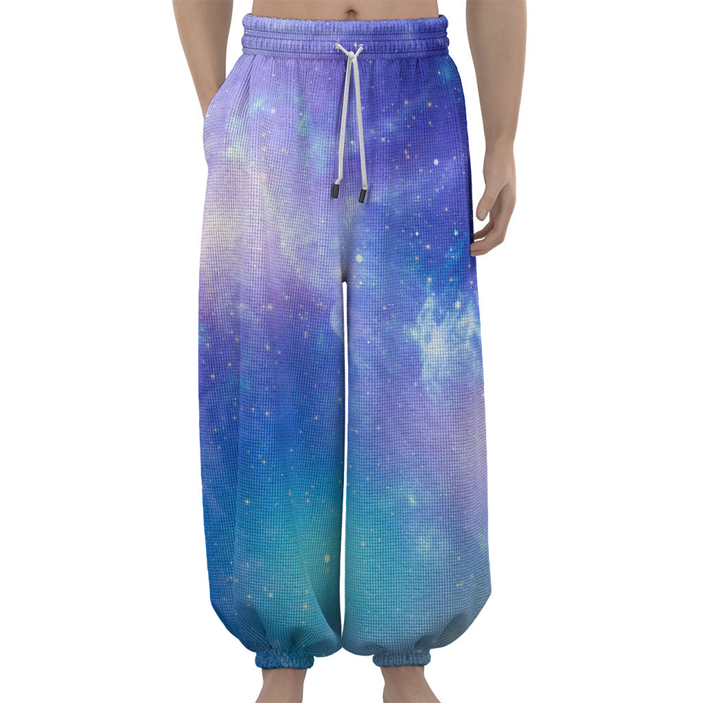 Blue Light Nebula Galaxy Space Print Lantern Pants
