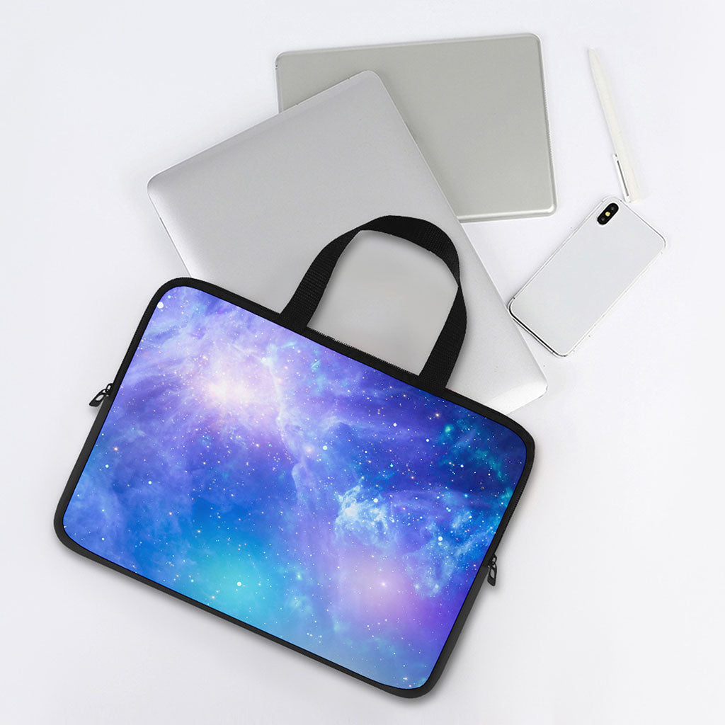 Blue Light Nebula Galaxy Space Print Laptop Sleeve With Handle