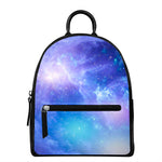 Blue Light Nebula Galaxy Space Print Leather Backpack