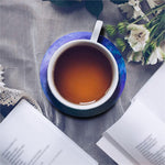 Blue Light Nebula Galaxy Space Print Leather Coaster Set