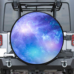 Blue Light Nebula Galaxy Space Print Leather Spare Tire Cover