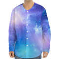 Blue Light Nebula Galaxy Space Print Long Sleeve Baseball Jersey