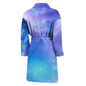 Blue Light Nebula Galaxy Space Print Men's Bathrobe