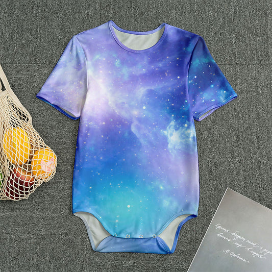 Blue Light Nebula Galaxy Space Print Men's Bodysuit
