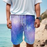 Blue Light Nebula Galaxy Space Print Men's Cargo Shorts