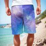 Blue Light Nebula Galaxy Space Print Men's Cargo Shorts