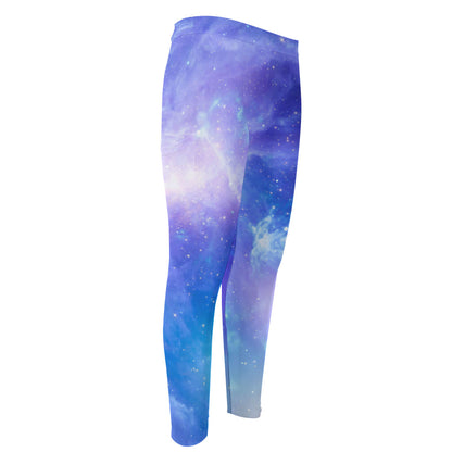 Blue Light Nebula Galaxy Space Print Men's Compression Pants