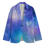 Blue Light Nebula Galaxy Space Print Men's Cotton Blazer