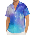 Blue Light Nebula Galaxy Space Print Men's Deep V-Neck Shirt