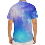 Blue Light Nebula Galaxy Space Print Men's Deep V-Neck Shirt