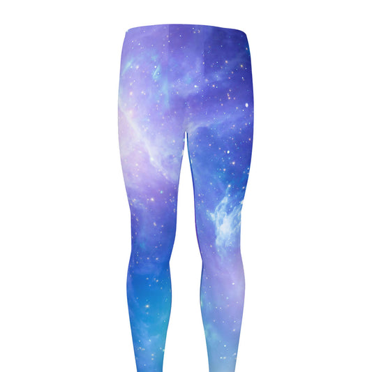 Blue Light Nebula Galaxy Space Print Men's leggings