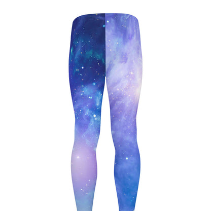Blue Light Nebula Galaxy Space Print Men's leggings