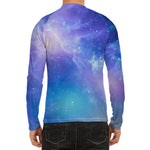 Blue Light Nebula Galaxy Space Print Men's Long Sleeve Rash Guard
