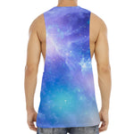 Blue Light Nebula Galaxy Space Print Men's Muscle Tank Top