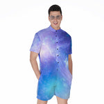 Blue Light Nebula Galaxy Space Print Men's Rompers