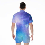 Blue Light Nebula Galaxy Space Print Men's Rompers