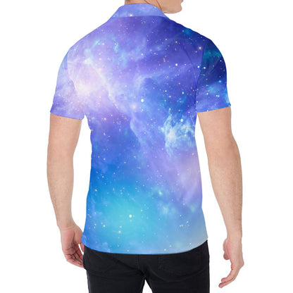 Blue Light Nebula Galaxy Space Print Men's Shirt