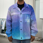Blue Light Nebula Galaxy Space Print Men's Shirt Jacket